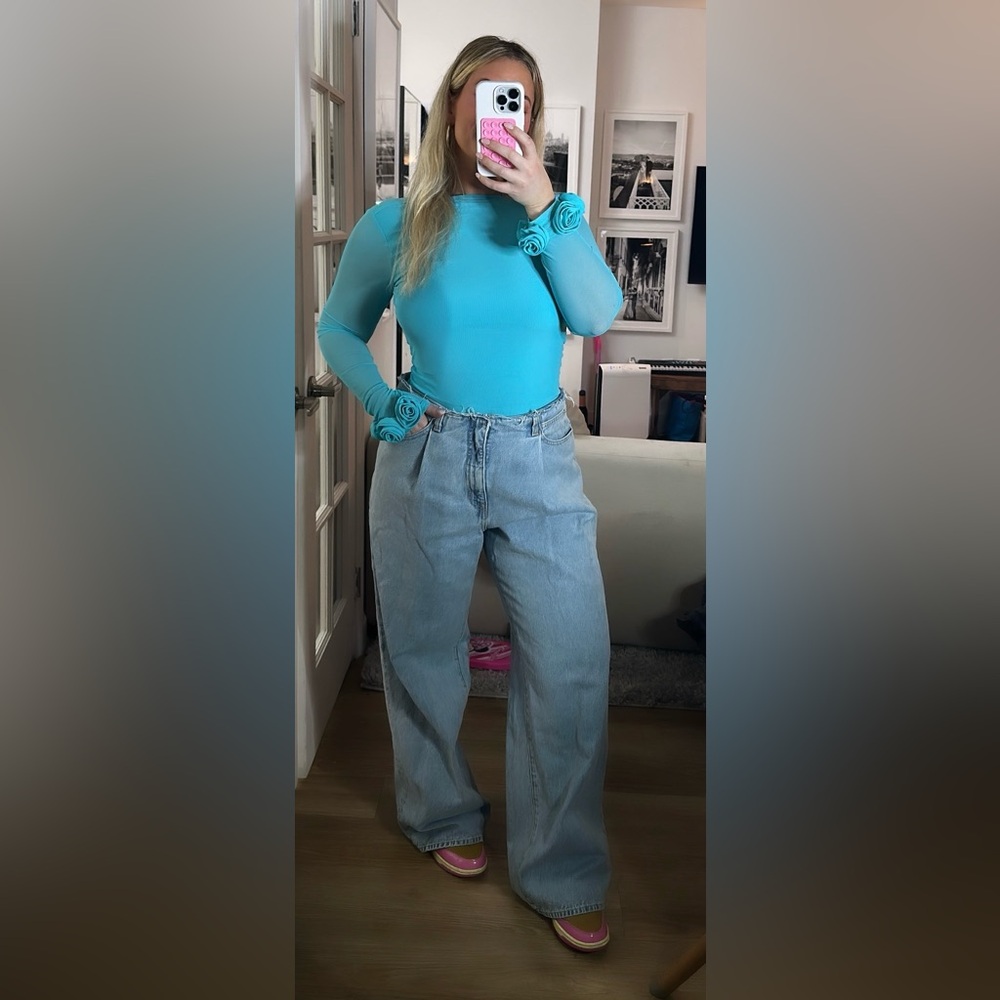 AFRM Lavi Rosette Top in Aqua - Sold out!
